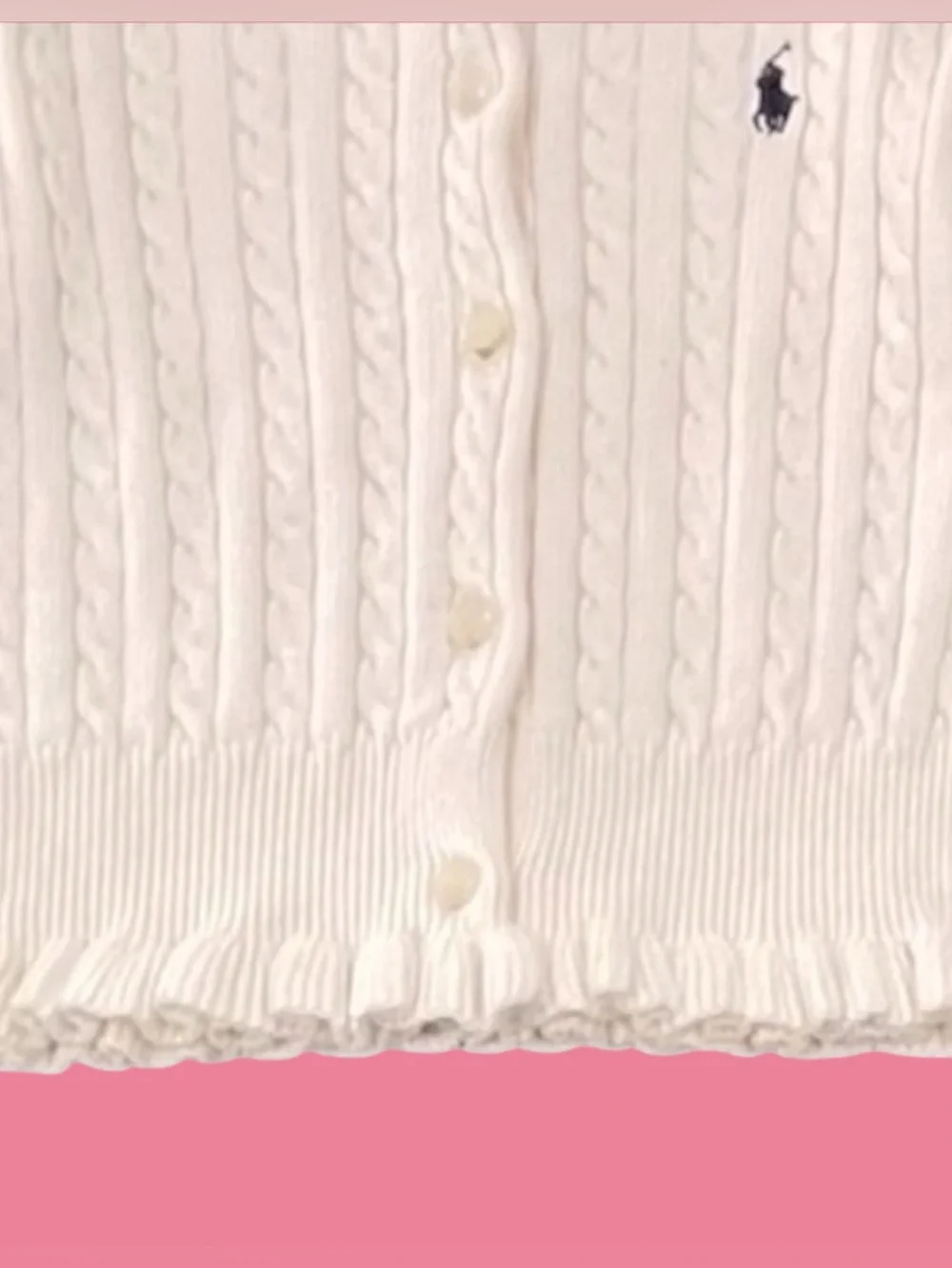 Ralph Lauren Size 24M Girls Off-White Button Front 100% Cotton Cardigan